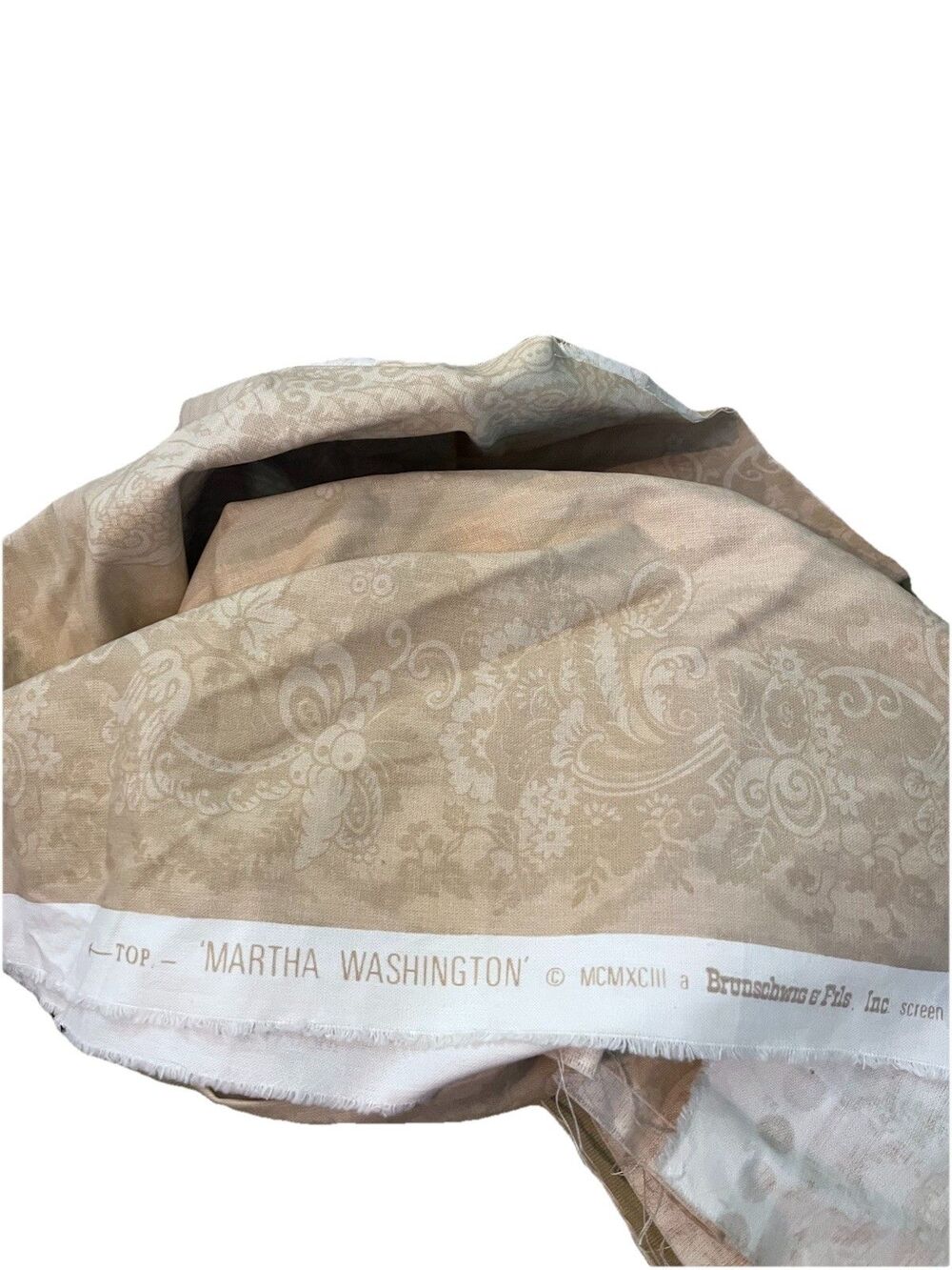 Brunschwig and Fils Martha Washington Toile Linen Fabric Remnant Floral Foliate
